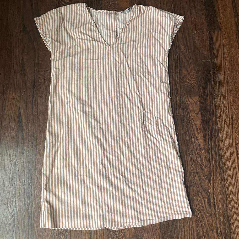 Madewell V neck striped dress with buttons down the back